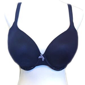 Victoria's Secret navy blue padded lined underwire bra, lace overlay  36DDD
